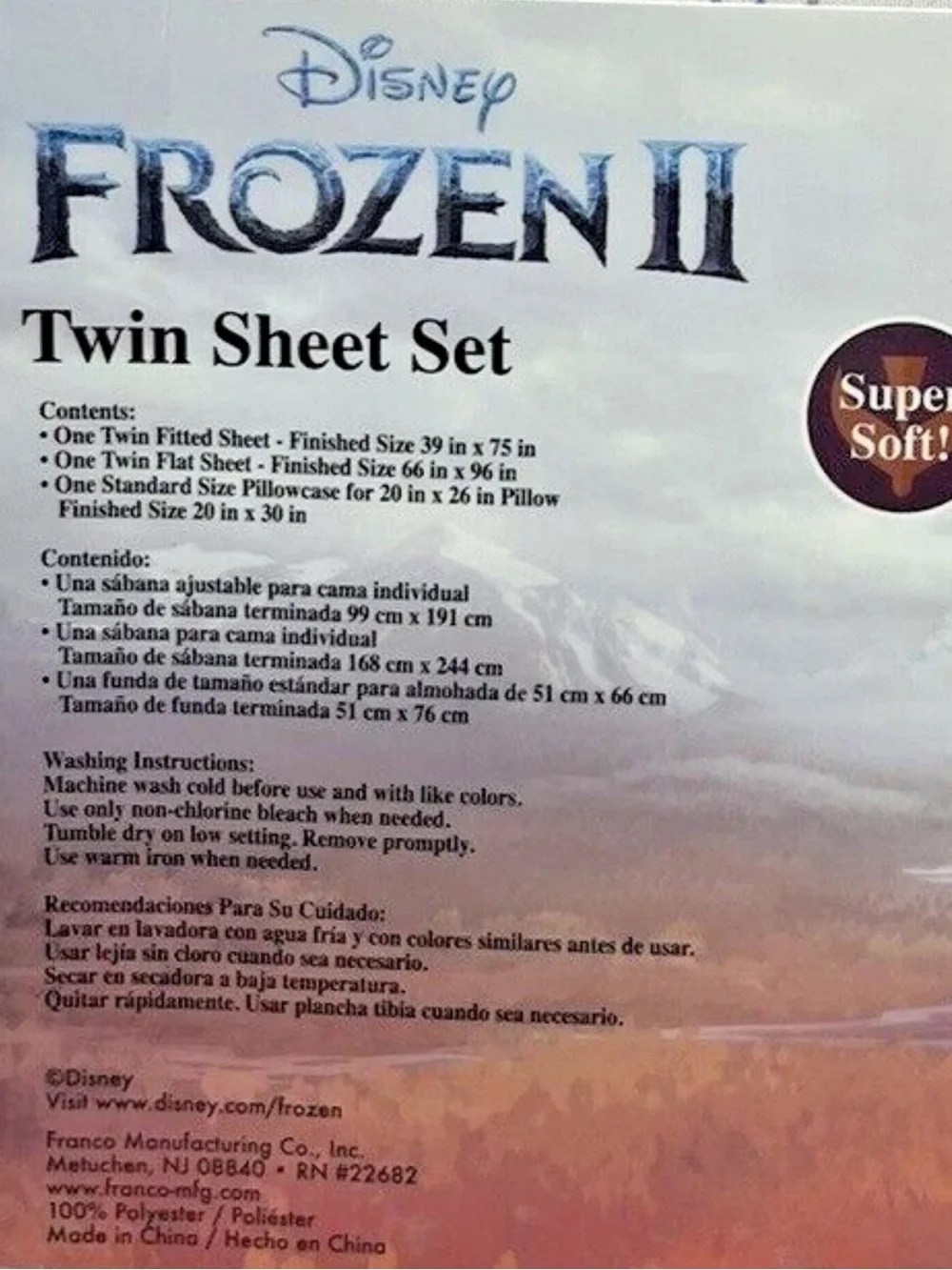 Disney Frozen II “TRUE TO MYSELF” Twin Sheet Set